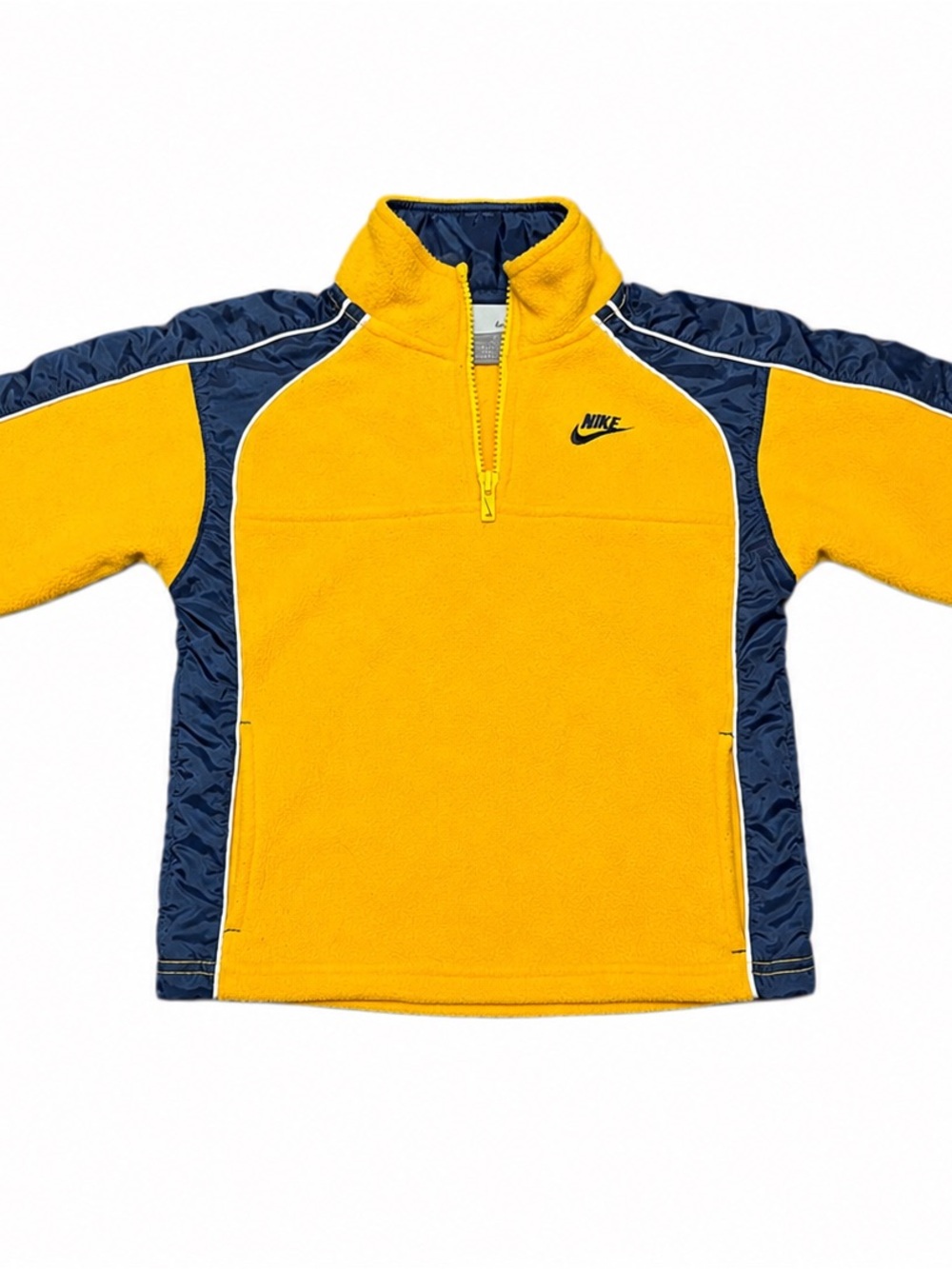 Nike Toddler 4T Yellow Navy Quarter-Zip Fleece Pullover Retro Colorblock